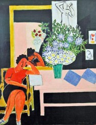 Henri Matisse, Donna seduta che legge, con il gomito sinistro poggiato al tavolo.