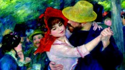particolare di un quadro di Renoir, che ritrae una giovane coppia danzante