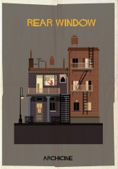 Il poster di Federico Babina per il film "La finestra sul cortile" di Alfred Hitchock - progetto Archicine