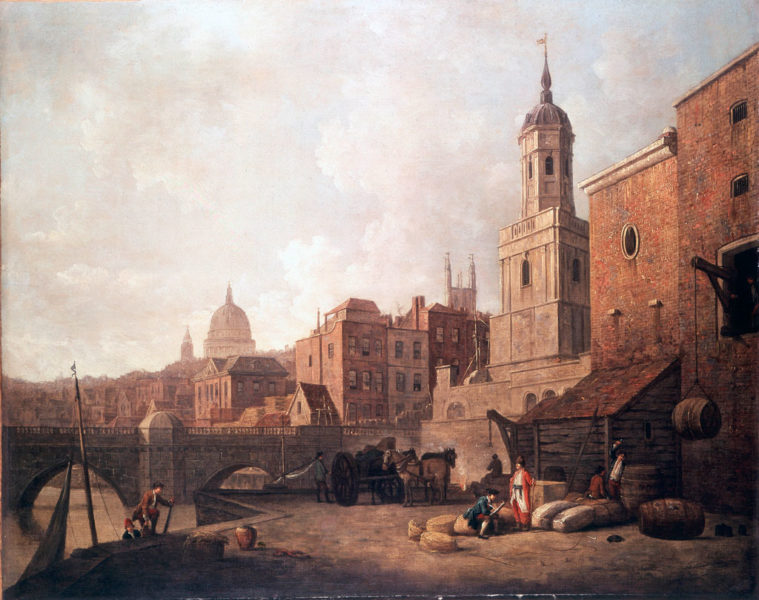 William Marlow, Fresh Wharf, London Bridge, 1762, Olio su tela, © Museum of London
