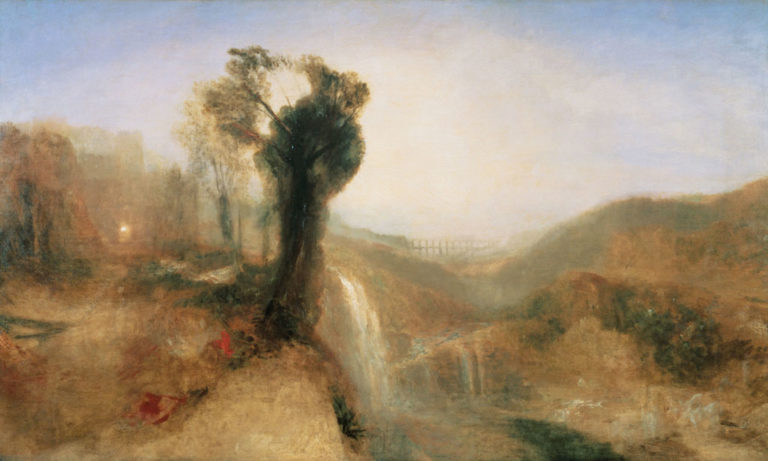 Joseph Mallord William Turner, Paesaggio a Nepi, Lazio, con acquedotto e cascata, 1828 olio su tela, 150,2 x 249,2 cm, © Tate, London 2014