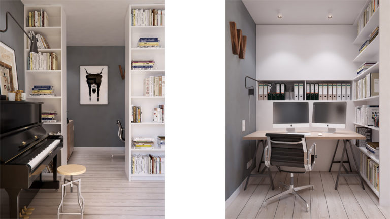 zona ufficio - Appartamento Interior ID - Interior design scandinavo