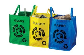 borse per raccolta differenziata: vetro, plastica, carta