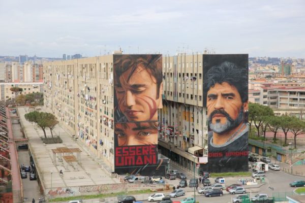 Murales di Jorit a Napoli: lo scugnizzo e Diego Armando Maradona