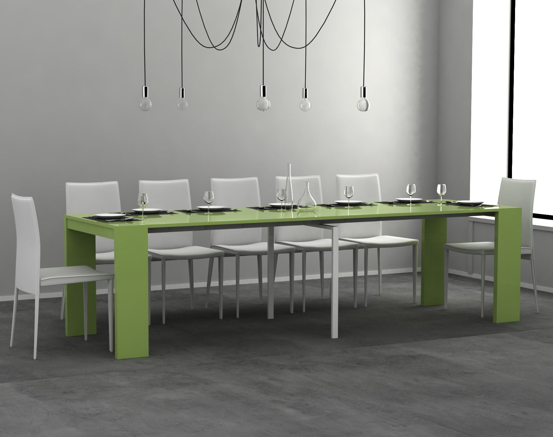 tavolo consolle allungabile di design contemporaneo colore verde
